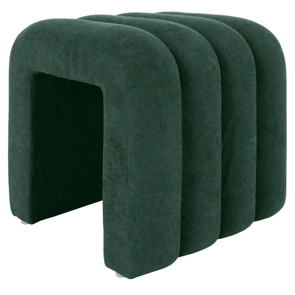 Designový taburet, tmavě zelená látka, SUNDO