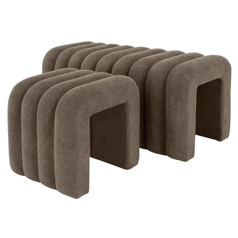 Designová lavice, hnědá látka, SUNDO
