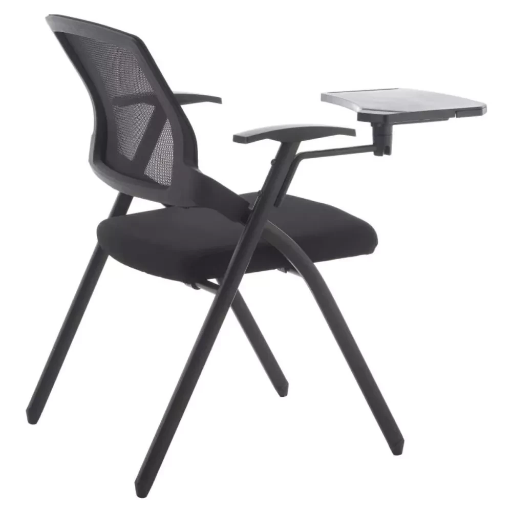 Židle s deskou na psaní, černá, KARLINO