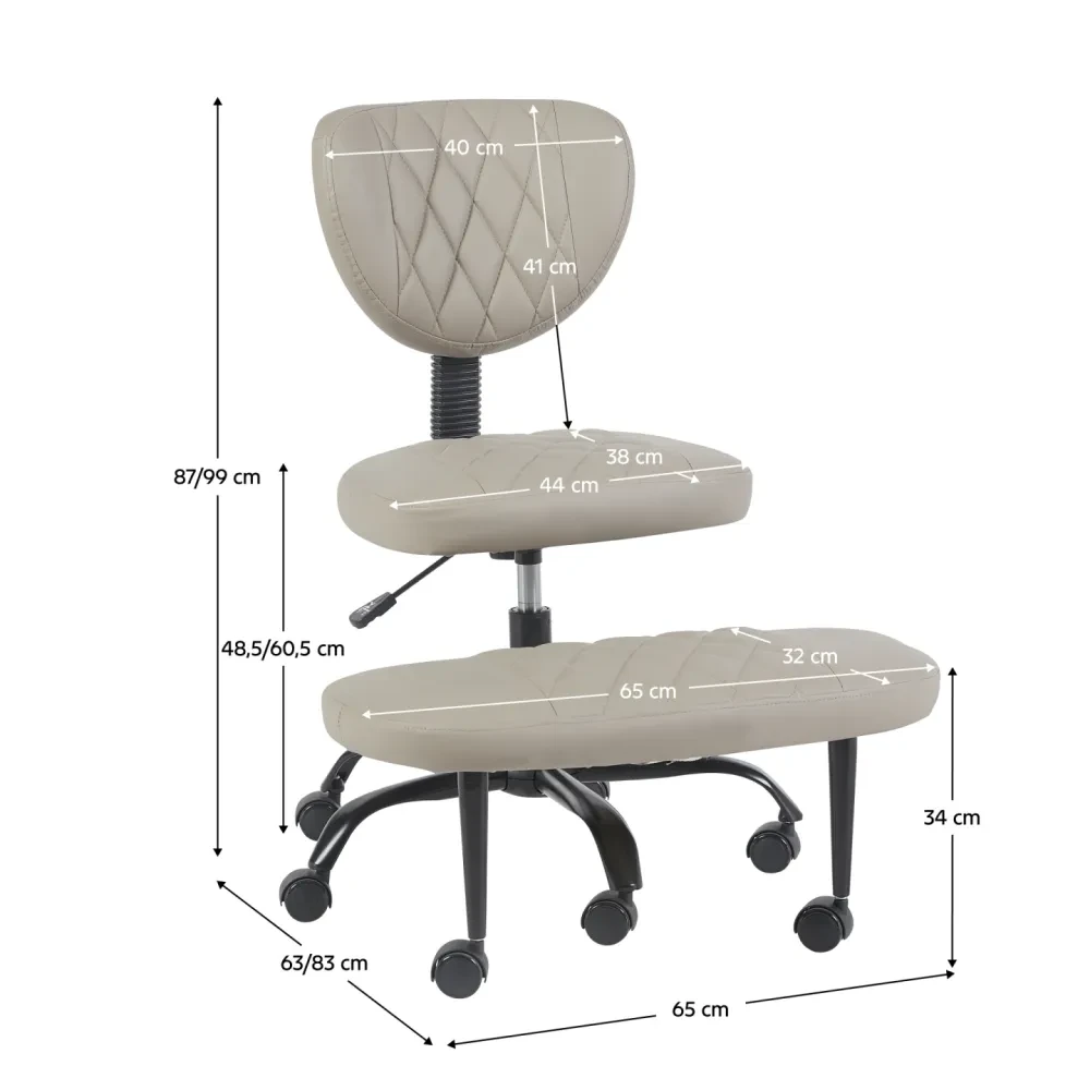 Ergonomická klekačka, šedohnědá Taupe ekokůže/černá, SAMER