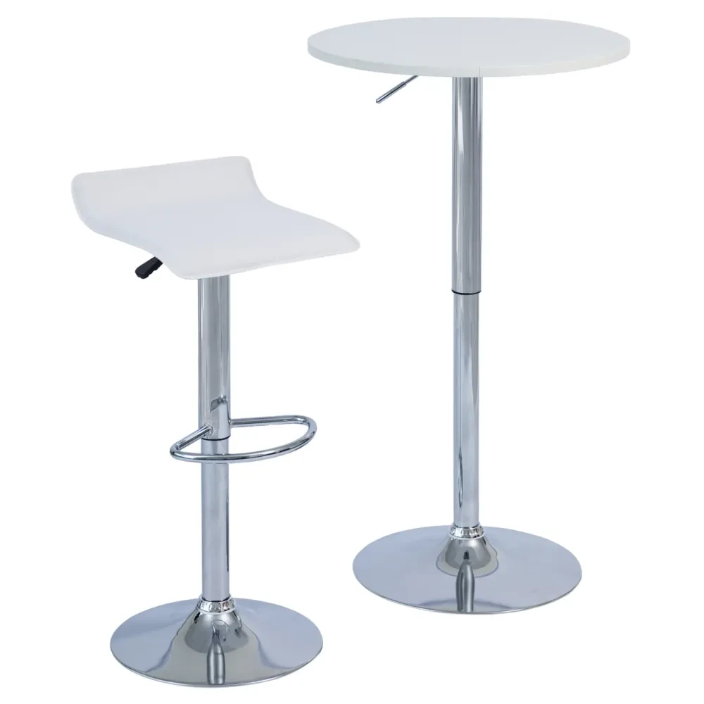 Barový stůl s nastavitelnou výškou, bílá, průměr 60 cm, BRANY 3 NEW