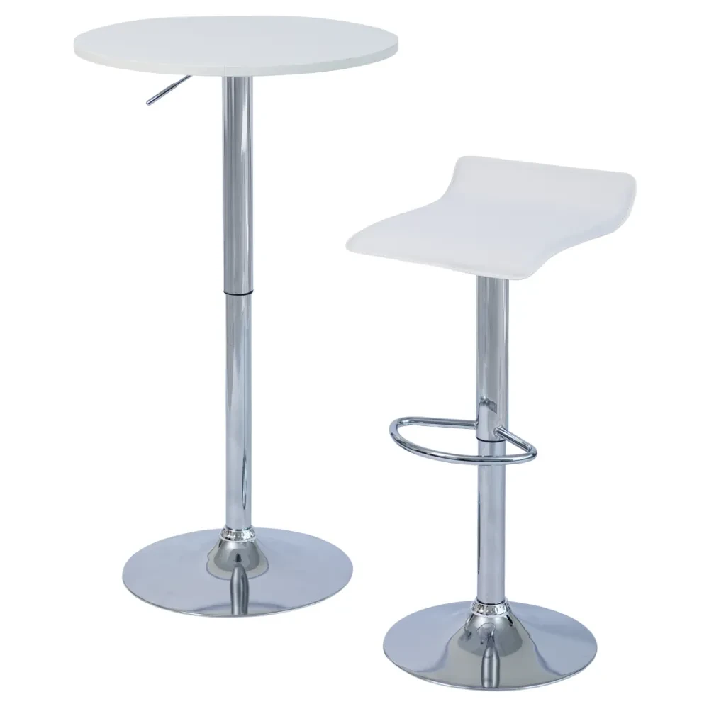 Barový stůl s nastavitelnou výškou, bílá, průměr 60 cm, BRANY 3 NEW