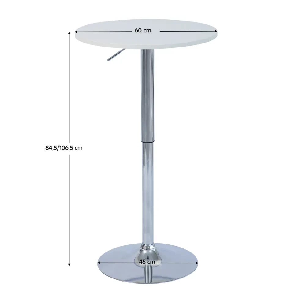 Barový stůl s nastavitelnou výškou, bílá, průměr 60 cm, BRANY 3 NEW