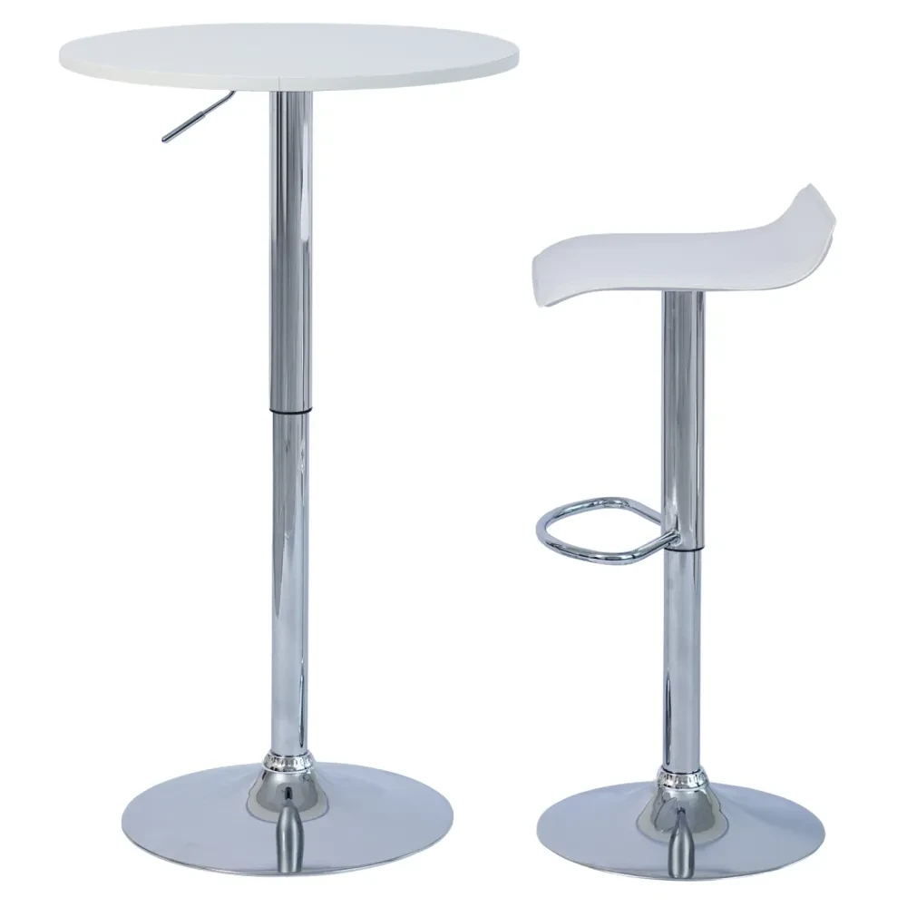 Barový stůl s nastavitelnou výškou, bílá, průměr 60 cm, BRANY 3 NEW