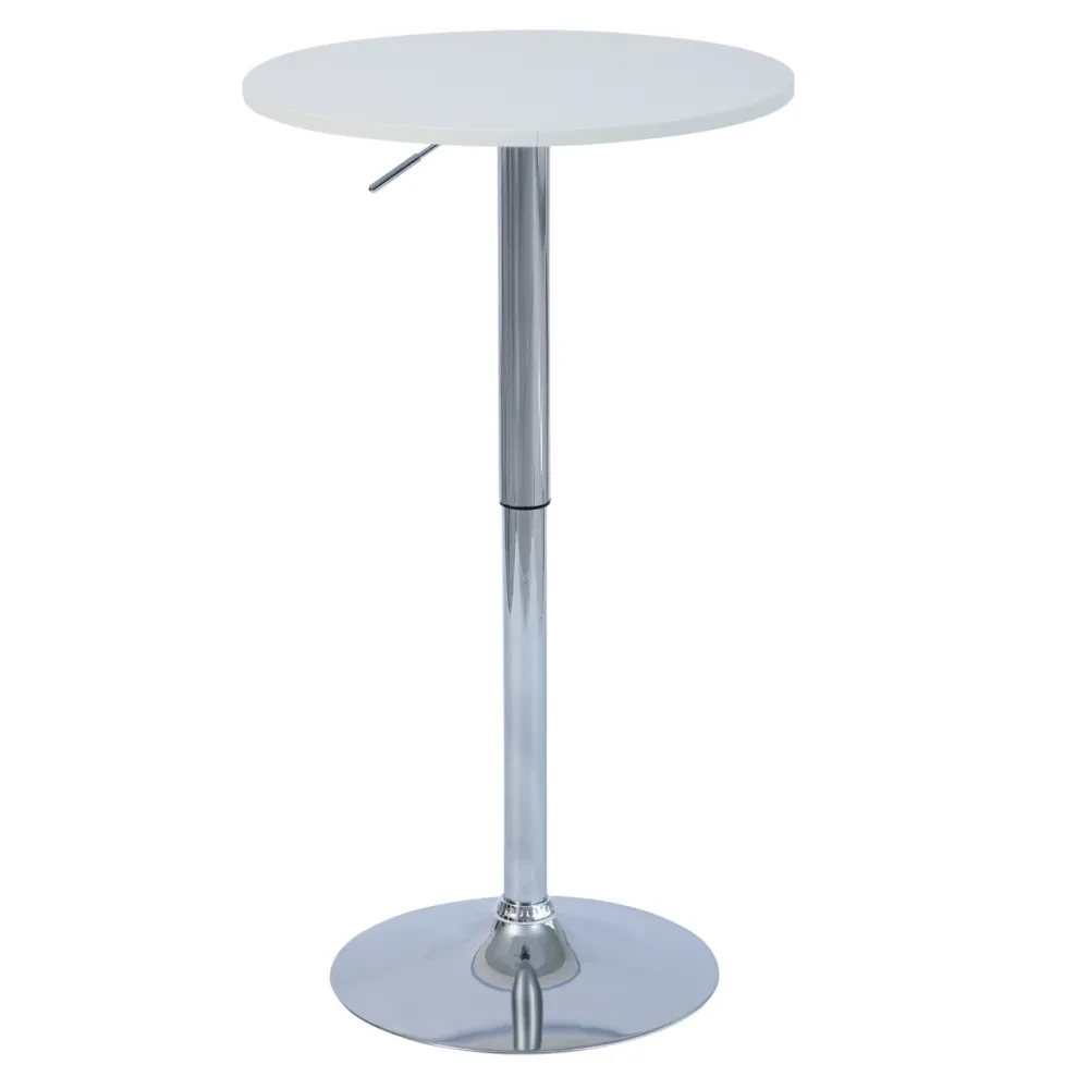 Barový stůl s nastavitelnou výškou, bílá, průměr 60 cm, BRANY 3 NEW