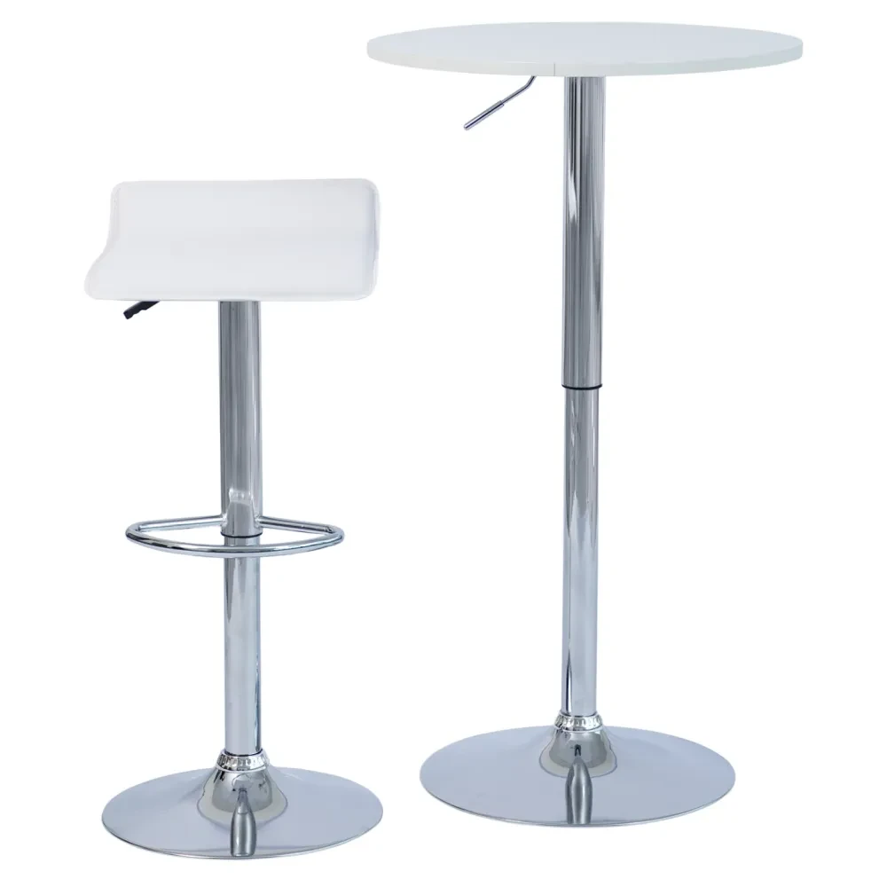 Barový stůl s nastavitelnou výškou, bílá, průměr 60 cm, BRANY 3 NEW
