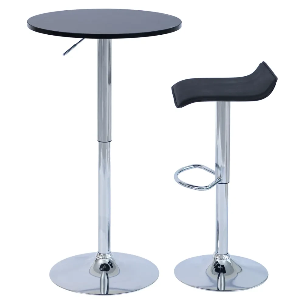 Barový stůl s nastavitelnou výškou, černá, průměr 60 cm, BRANY 3 NEW