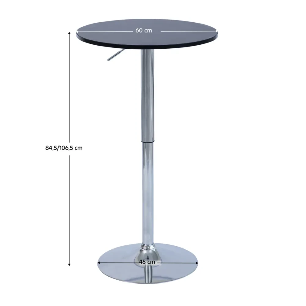 Barový stůl s nastavitelnou výškou, černá, průměr 60 cm, BRANY 3 NEW