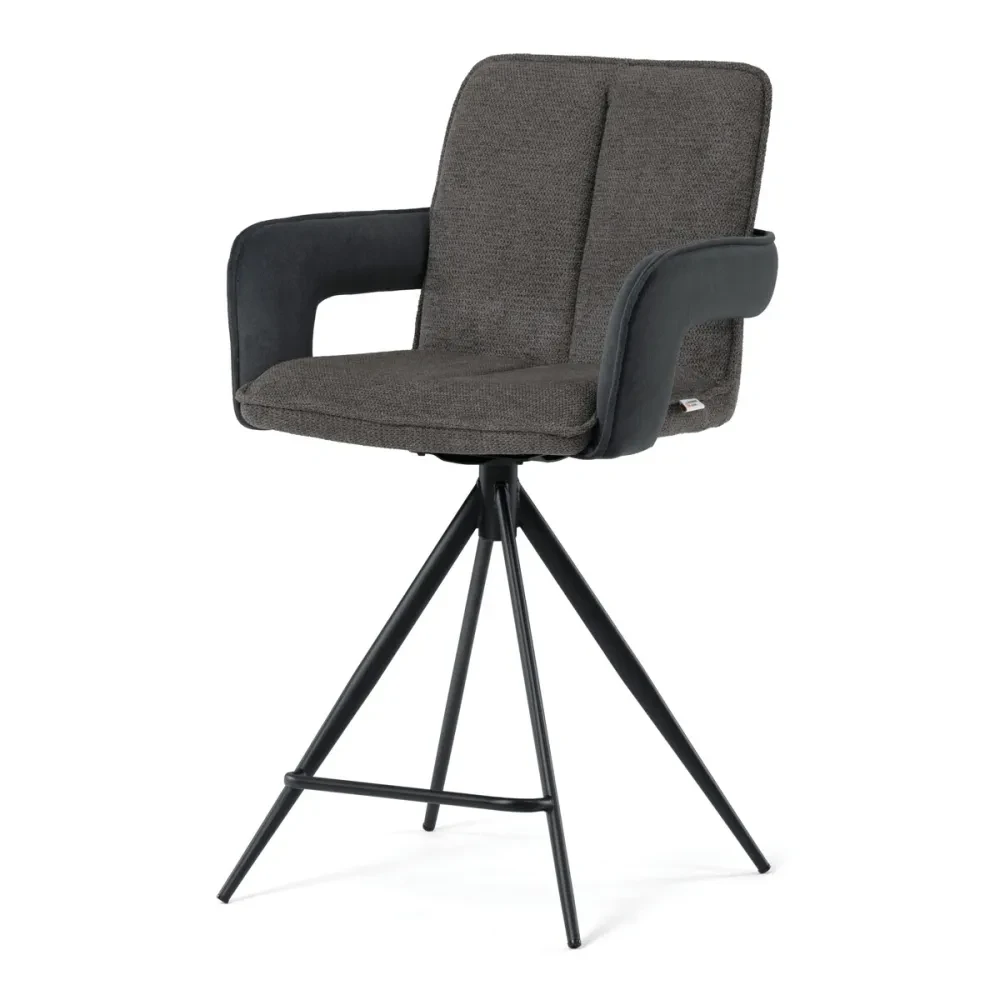 AUB-F1146 GREY2 - Barová židle otočná 180°, šedá, látka, AUB-F1146 GREY2