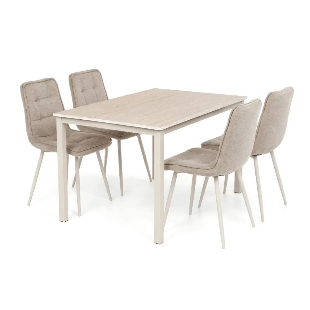 ASE-1042 LAN2 - Jídelní set s 4 židlemi Regulus, béžová, 110x70x75cm, mdf, travertin, ASE-1042 LAN2