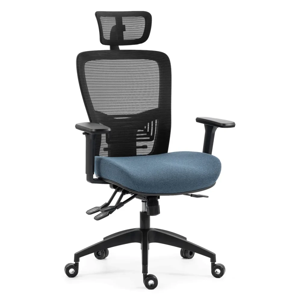 KA-H2491 BLUE - Kancelářská židle, asynchronní mechanismus, modrá, síťovina, KA-H2491 BLUE