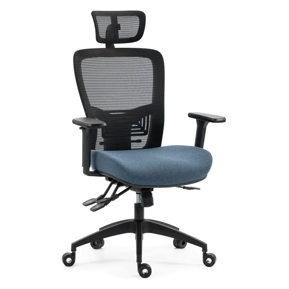 KA-H2491 BLUE - Kancelářská židle, asynchronní mechanismus, modrá, síťovina, KA-H2491 BLUE