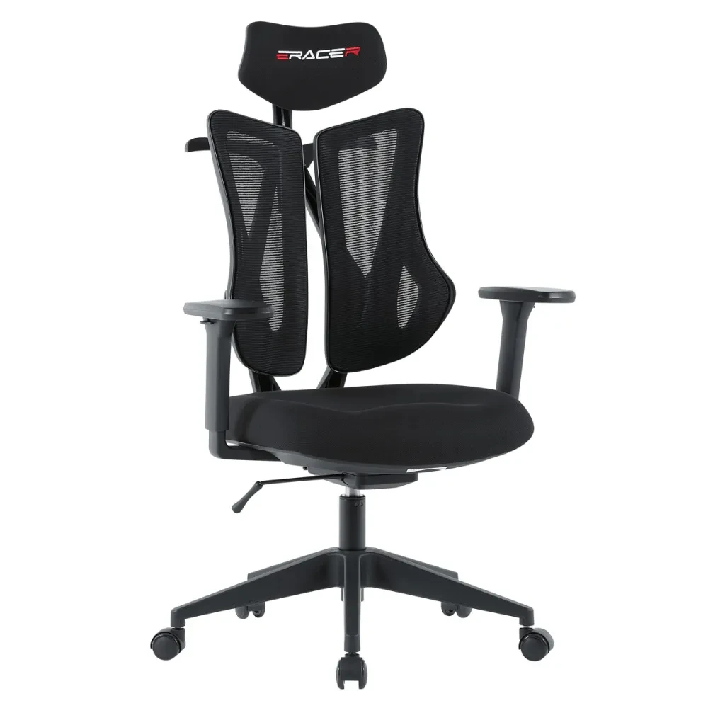 KA-H3246 BK - Kancelářská židle E-racer, synchronní mechanismus, černá síťovina, KA-H3246 BK
