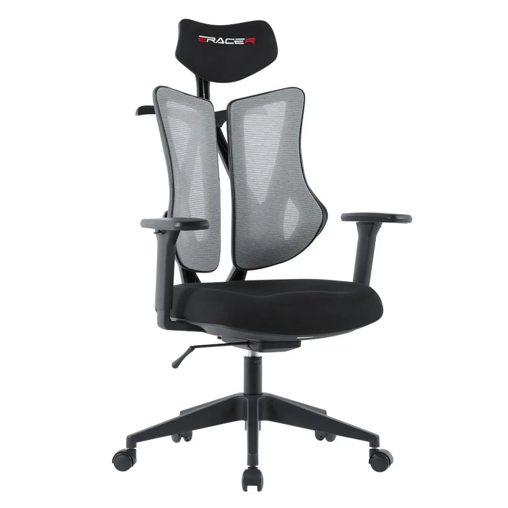 KA-H3246 GREY - Kancelářská židle E-racer, synchronní mechanismus, šedá síťovina, KA-H3246 GREY