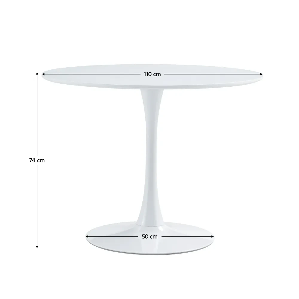Jídelní stůl, kulatý, bílá matná, průměr 110 cm, REVENTON NEW