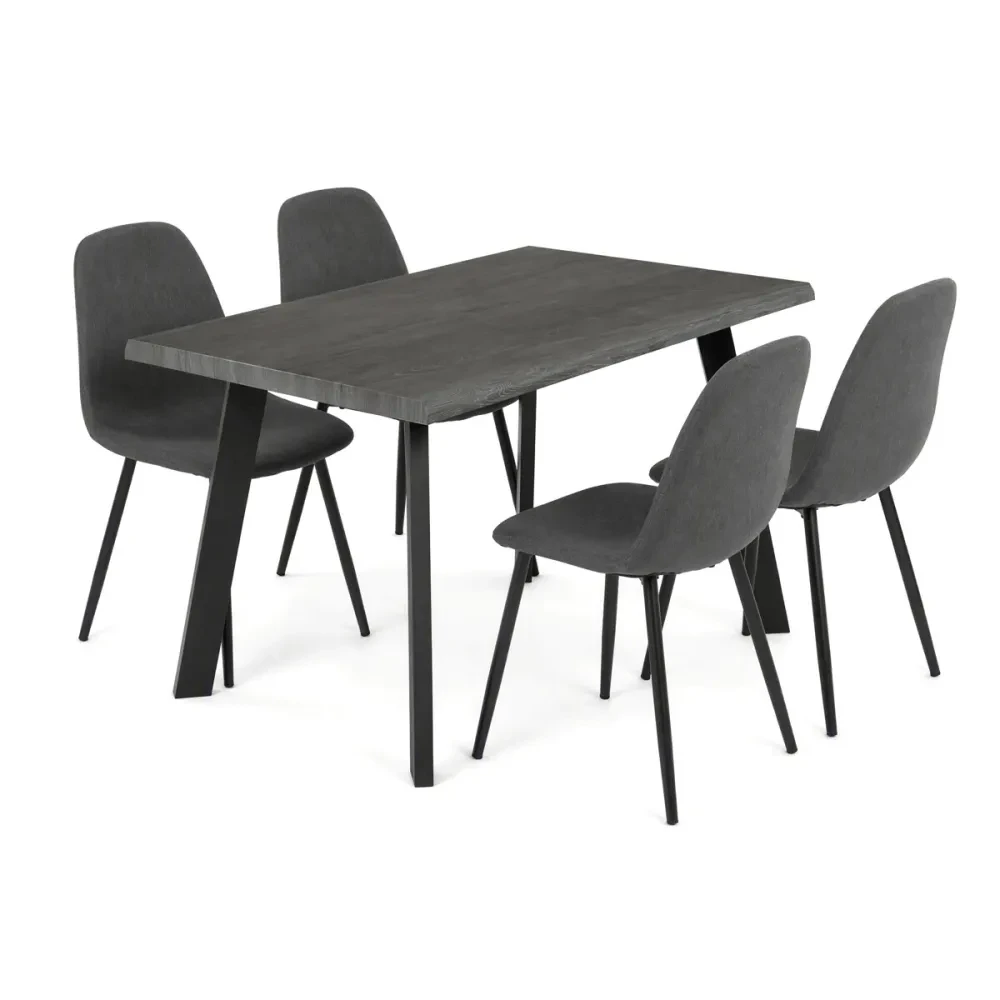 ASE-1048 GREY2 - Jídelní set s 4 židlemi Canopus, šedá, 140x80x76cm, mdf, šedý dub, ASE-1048 GREY2