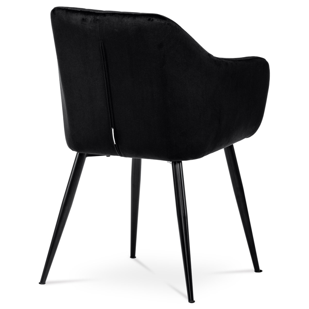 PIKA BK4 - Jídelní židle, potah černá matná sametová látka, kovové nohy, černý matný lak