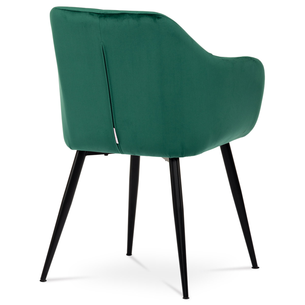 PIKA GRN4 - Jídelní židle, potah zelená sametová látka, kovové nohy, černý matný lak