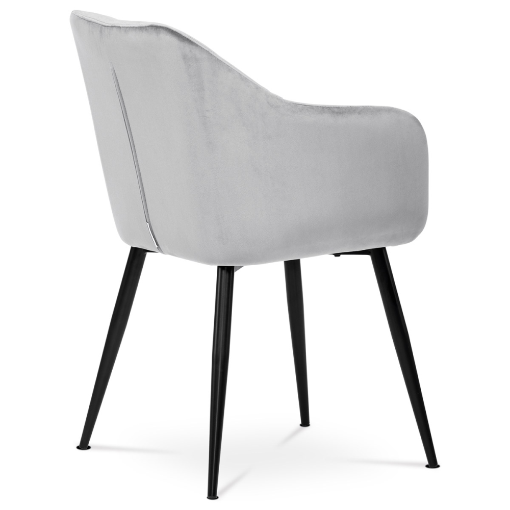 PIKA SIL4 - Jídelní židle, potah stříbrná matná sametová látka, kovové nohy, černý matný lak