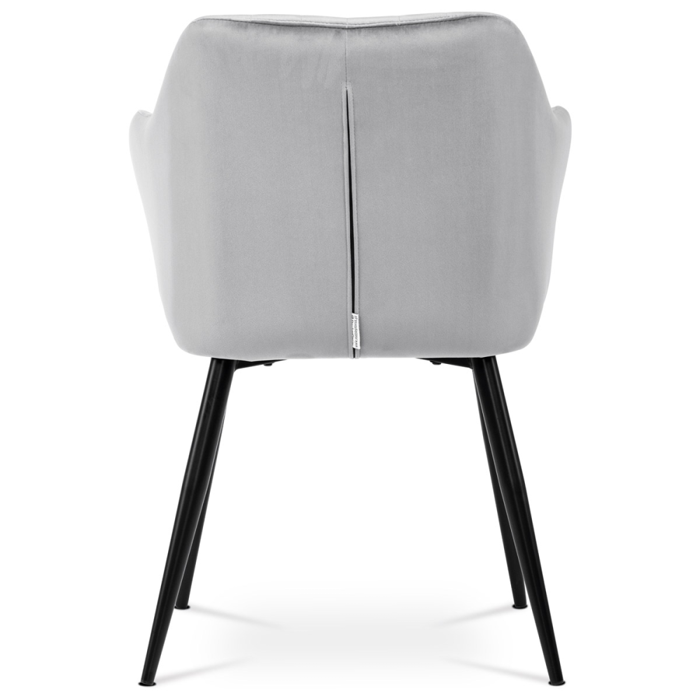 PIKA SIL4 - Jídelní židle, potah stříbrná matná sametová látka, kovové nohy, černý matný lak