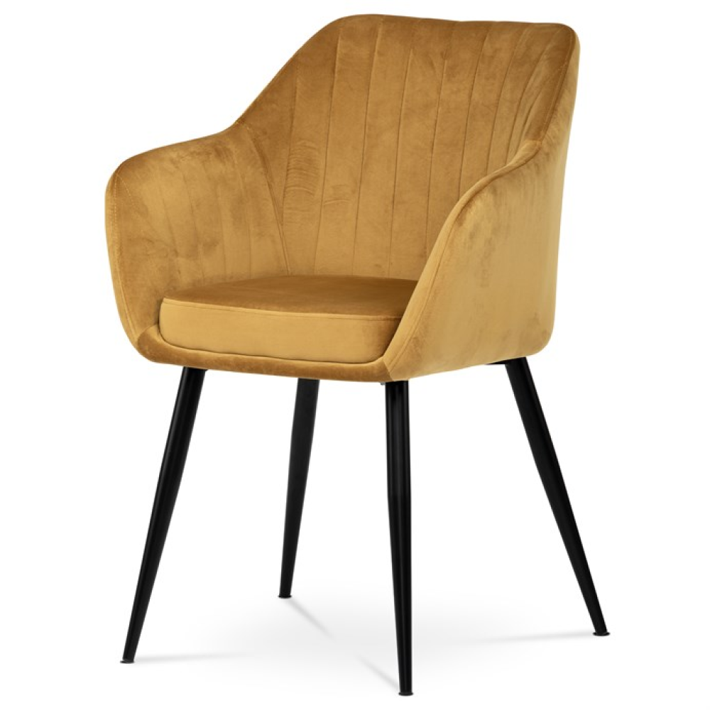 PIKA YEL4 - Jídelní židle, žlutá, sametová látka, PIKA YEL4