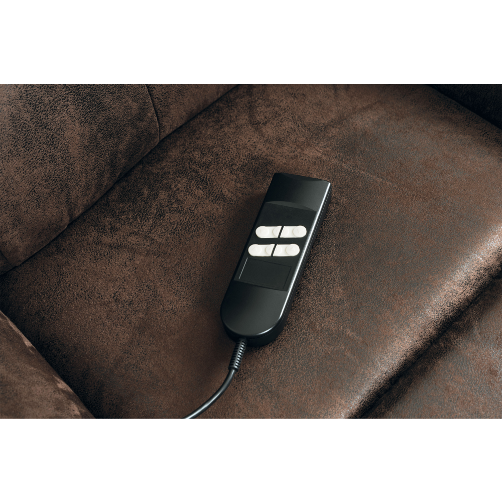 TV-5076 BR3 - TV křeslo + eletrické polohování, hnědá látka, kov černá