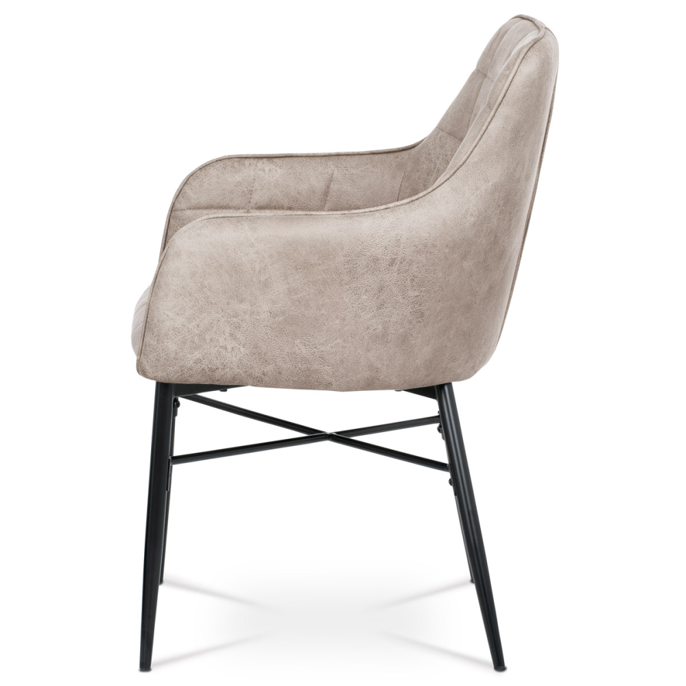 AC-9990 LAN3 - Jídelní židle, potah lanýžová látka v dekoru vintage kůže, kovová čtyřnohá podno