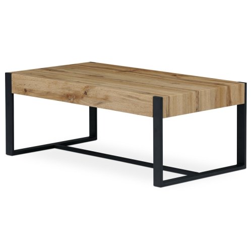 AHG-251 OAK - Konferenční stolek 110x60x43 cm, deska MDF, 3D dekor divoký dub, kov - černý mat