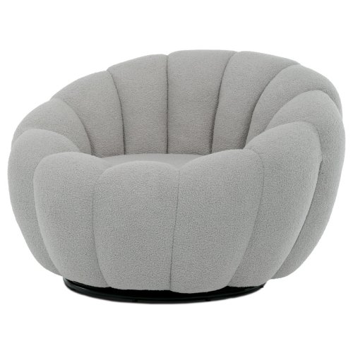 AK-341 GREY2 - Křeslo relaxační, látka šedá Bouclé, otočné.