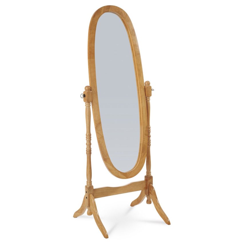 20124 OAK - Zrcadlo stojací, v.151 cm, konstrukce z masivního kaučukovníku, moření dub